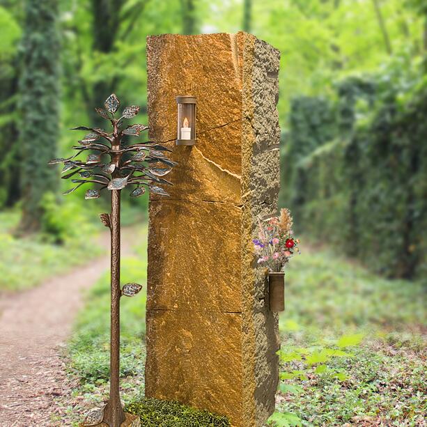 Rustikale Urnengrab Grabstein Stele mit Lebensbaum aus Bronze - Perpignan