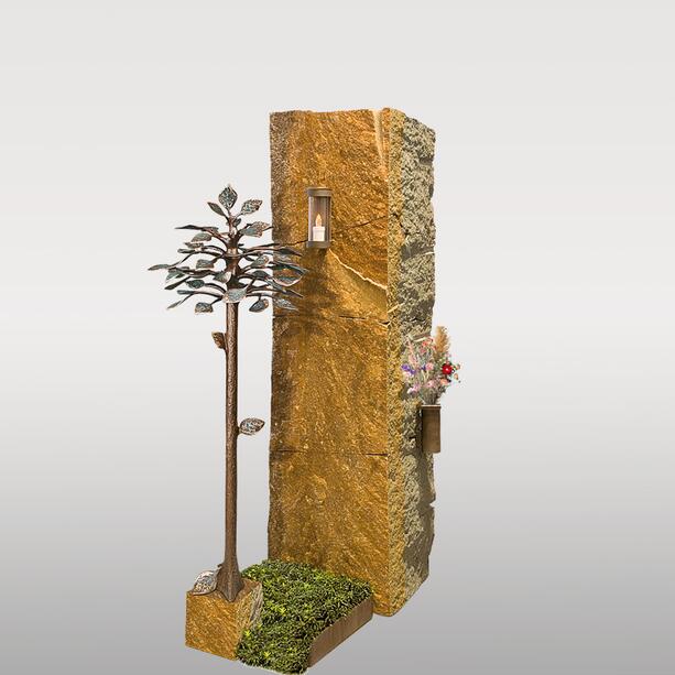 Rustikale Einzelgrab Grabstein Stele mit Lebensbaum aus Bronze - Perpignan