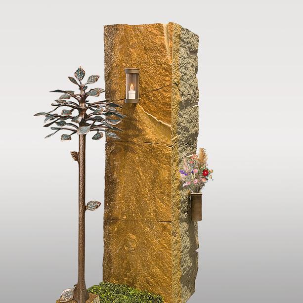 Rustikale Einzelgrab Grabstein Stele mit Lebensbaum aus Bronze - Perpignan