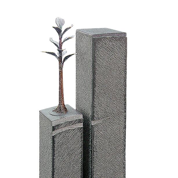 Zweiteiliges Grabdenkmal Einzelgrab mit Granit Stelen & Lebensbaum - Périgueux Albero