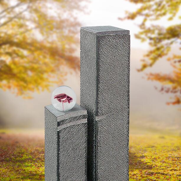 Zweiteilige Grabstelen Kombination für ein Urnengrab mit Glaskugel - Périgueux Vita