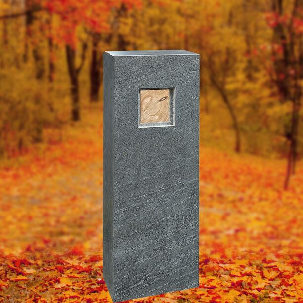 Einzelgrab Grabdenkmal in Granit mit Holz Dekoration in Eiche - Geneviève Legno