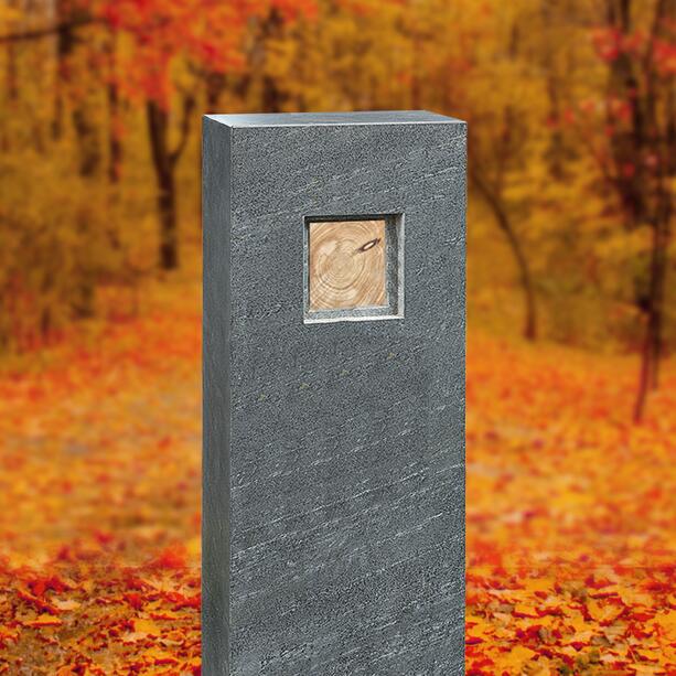 Doppelgrab Grabdenkmal in Granit mit Holz Dekoration in Eiche - Geneviève Legno