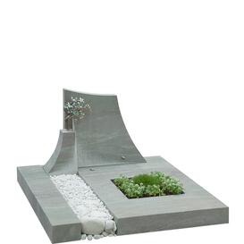 Einzelgrabstein aus Granit Verde & Lebensbaum aus Bronze...
