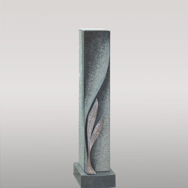 Doppelgrab Grabstein Stele mit floralem Bronze Ornament  - Arnoux