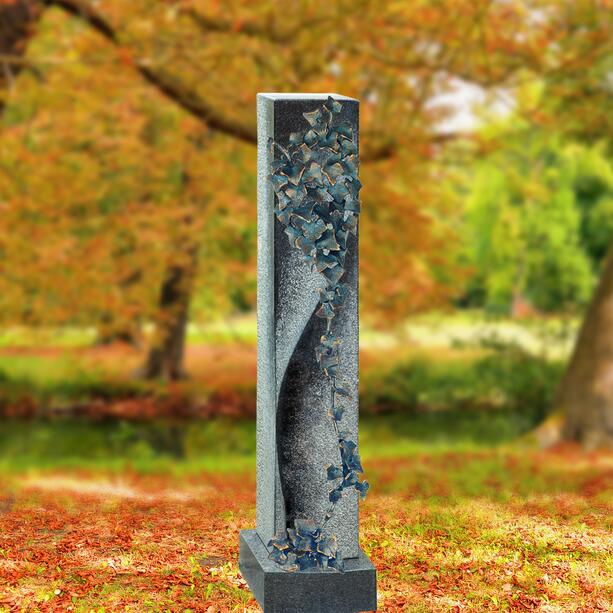 Doppelgrab Grabstein Stele mit Bronze Efeu Ornament - Arnoux Helix