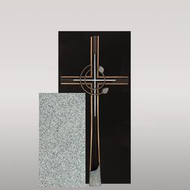 Christlicher Urnengrabstein hell & dunkel mit Bronze...