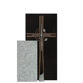 Christlicher Einzelgrabstein hell & dunkel mit Bronze...