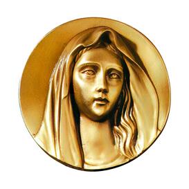 Stilvolles Madonnenrelief aus Bronze - rund -...