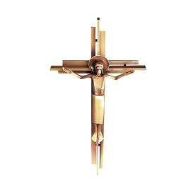 Kreuz mit Christusfigur mit Heiligenschein aus Metall -...