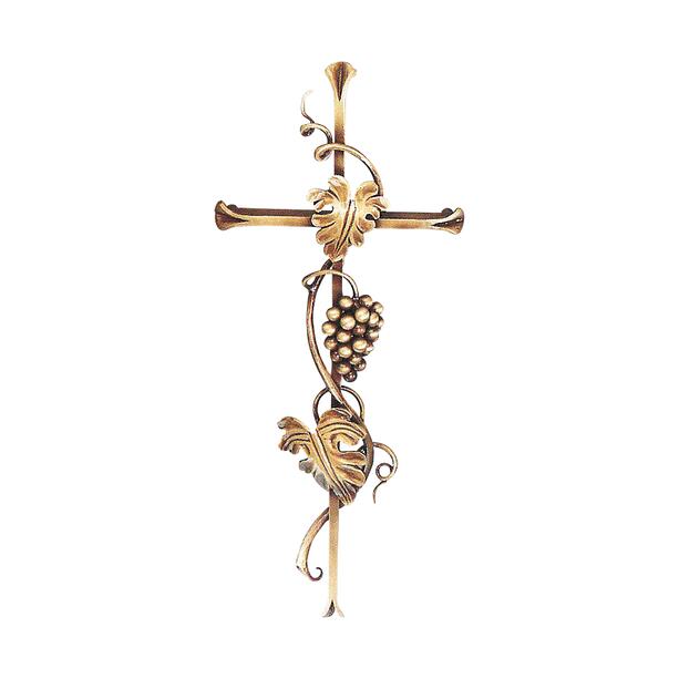 Elegantes Kreuz mit filigranem Rebenmotiv aus Metall - Handarbeit - Kreuz mit Weinrebe