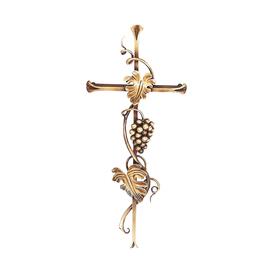 Elegantes Kreuz mit filigranem Rebenmotiv aus Metall -...