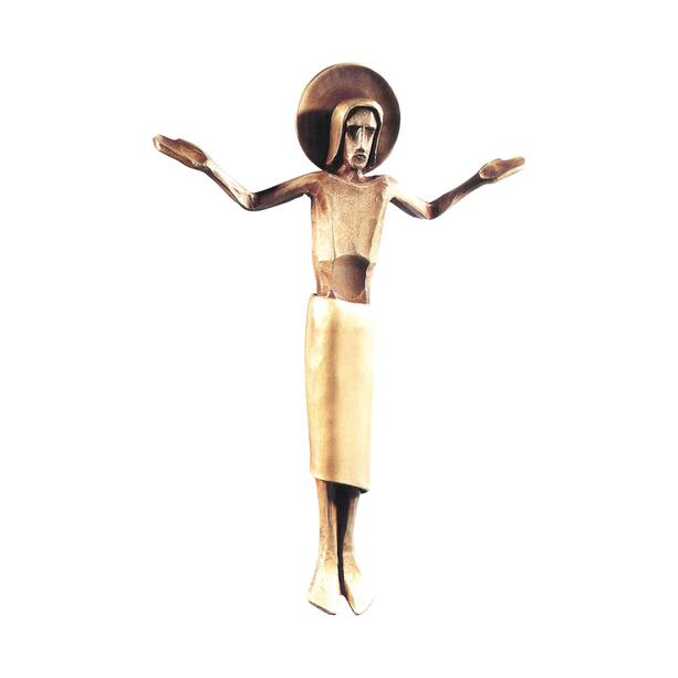 Christusfigur als Grabschmuck mit rundem Heiligenschein aus Metall - Christus Gloriole