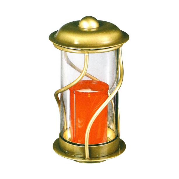 Elegante Grablampe aus Metall und Glas rund mit geschwungenen Streben - Sirana