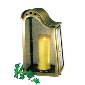 Rustikale Metall Grablaterne aus Handarbeit mit gelbem Strukturglas - Palina / Schmiedebronze / T�rknauf links