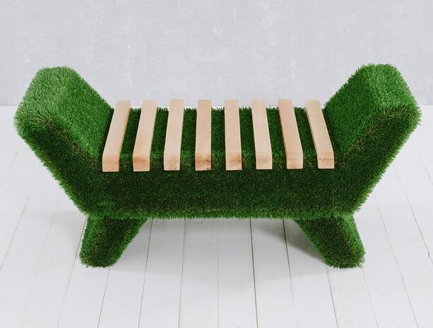 Grüne GfK Sitzbank 120cm für draußen mit Holzsitz - Fenke