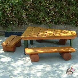 Kleine Holz Sitzgarnitur fr Friedhfe mit Bnken & Tisch...