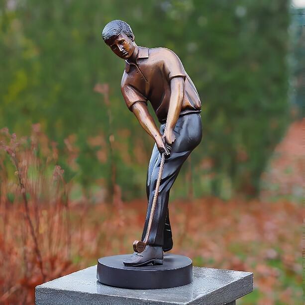 Stehende Mannfigur aus Bronze mit Golfschläger - Golfspieler Bart