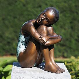 Sitzende Frau mit Badeanzug aus Bronze - Stilvolle...