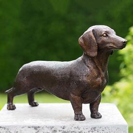 Stehende Hundestatue aus Bronze lebensgro - Dachshund Fredo