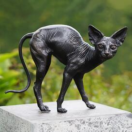 Besondere Katzenskulptur aus Bronze - Nacktkatze -...
