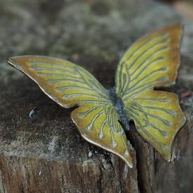 Grüner Schmetterling aus Bronzeguss mit Patina -...