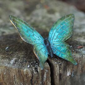 Blauer Schmetterling als Grabdeko aus Bronzeguss -...