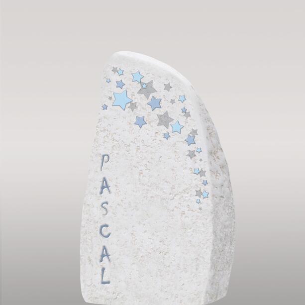 Kindergrabstein mit blauem Sternenhimmel aus Kalkstein - Liberi Lumen