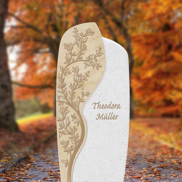 Kalkstein Einzelgrabmal mit floraler Ornament Gravur - Cordelia Nova