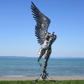 XXL Friedhofsfigur Engel aus Edelstahl oder Rost -...