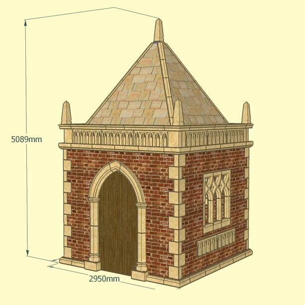 Geschlossener Pavillon aus Stein mit Obelisken - gotisches Design - Drayton Garden
