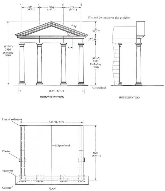 Italienischer Pavillon mit Säulenvordach & geschlossener Rückwand - Vittelus