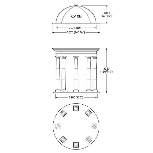Runder Säulenpavillon aus Sandsteinguss mit Kuppeldach - antik - Villeneuve