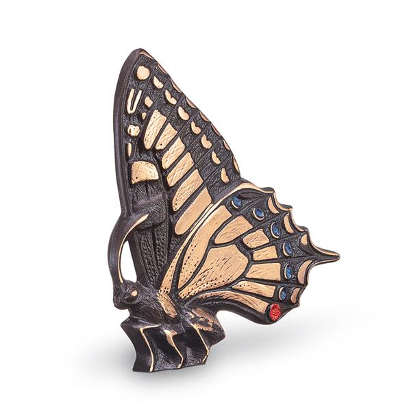 Bunter Schmetterling sitzend für Grabsteine aus Bronze - Schwalbenschwanz Liro