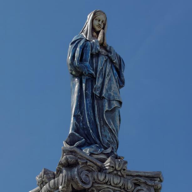 Betende Madonna aus Steinguss - imposante Grab Skulptur für den Friedhof - Madonna Irelia