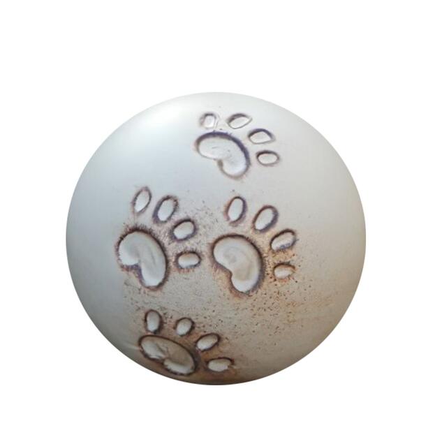 Kugelförmige Keramikurne für Hunde & Katzen mit Pfotenabdrücken - Borg