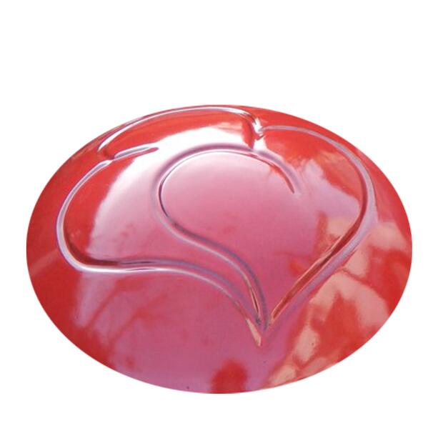 Rote diskusförmige Haustierurne aus Keramik mit Herzmotiv - Vaster