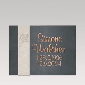 Besonderer Urnengrabstein liegend mit Gingko in Granit &...