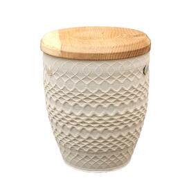 Bio-Urne aus 3D-gedrucktem Lehm mit Holzdeckel - Vitalia