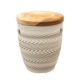 Nachhaltige Lehm-Urne mit Holzdeckel - 3D gedruckt - Maris