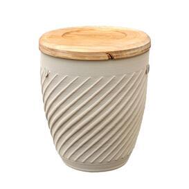Biologisch abbaubare Trauerurne aus Lehm mit Holzdeckel -...