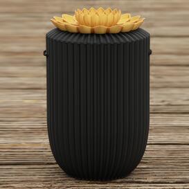 Florale Bio-Urne in schwarz mit 3D-Bl�te Liebevoll...