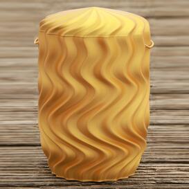Goldfarbene 3D-Druck Urne mit Wellen - biologisch...
