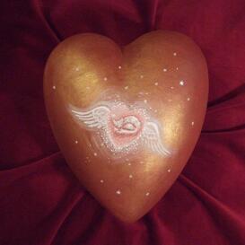 Kupfergoldene Herzurne f�r Haustiere - Seele fliegt davon...