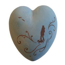 Individualisierbare taubenblaue Urne in Herzform f�r...