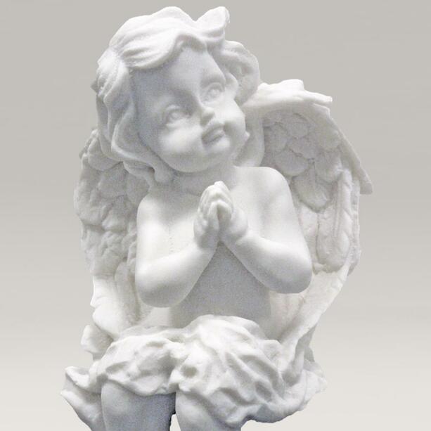 Marmorguss Engelfigur weiss kaufen - Sitzender Engel