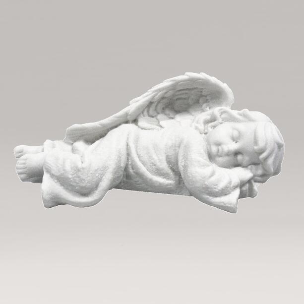 Kleiner Engel Marmorguss Grabskulptur - Liegender Engel