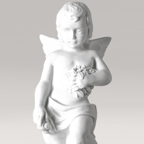 Engelfigur aus Marmorguss mit Blumen - Angelo Ragazzo