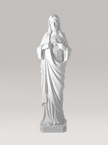 Jesusfigur aus Marmorguss - Heiligstes Herz Jesu / 20x7x4,5cm (HxBxT)