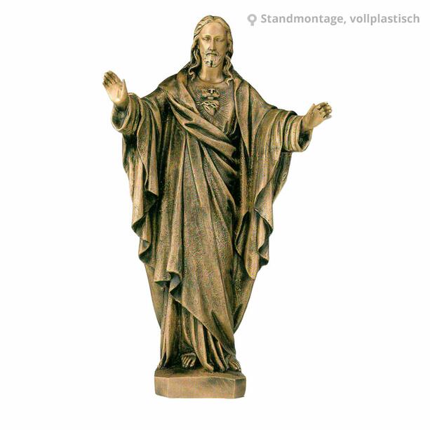 Segnender Christus Bronzefigur - Herz Jesu Segnend